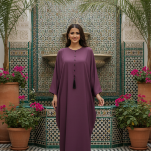 Alternative view of Plum Grace – Premium Nida Abaya for Effortless Elegance