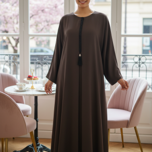 Alternative view of Mocha Elegance – Premium Nida Abaya for Timeless Modesty